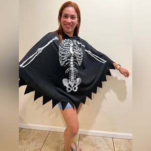 Halloween costume skeleton poncho